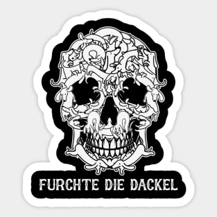 Dachshund Skull White (Tagline) Sticker